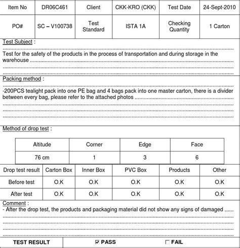 drop test sample|drop test report sample.